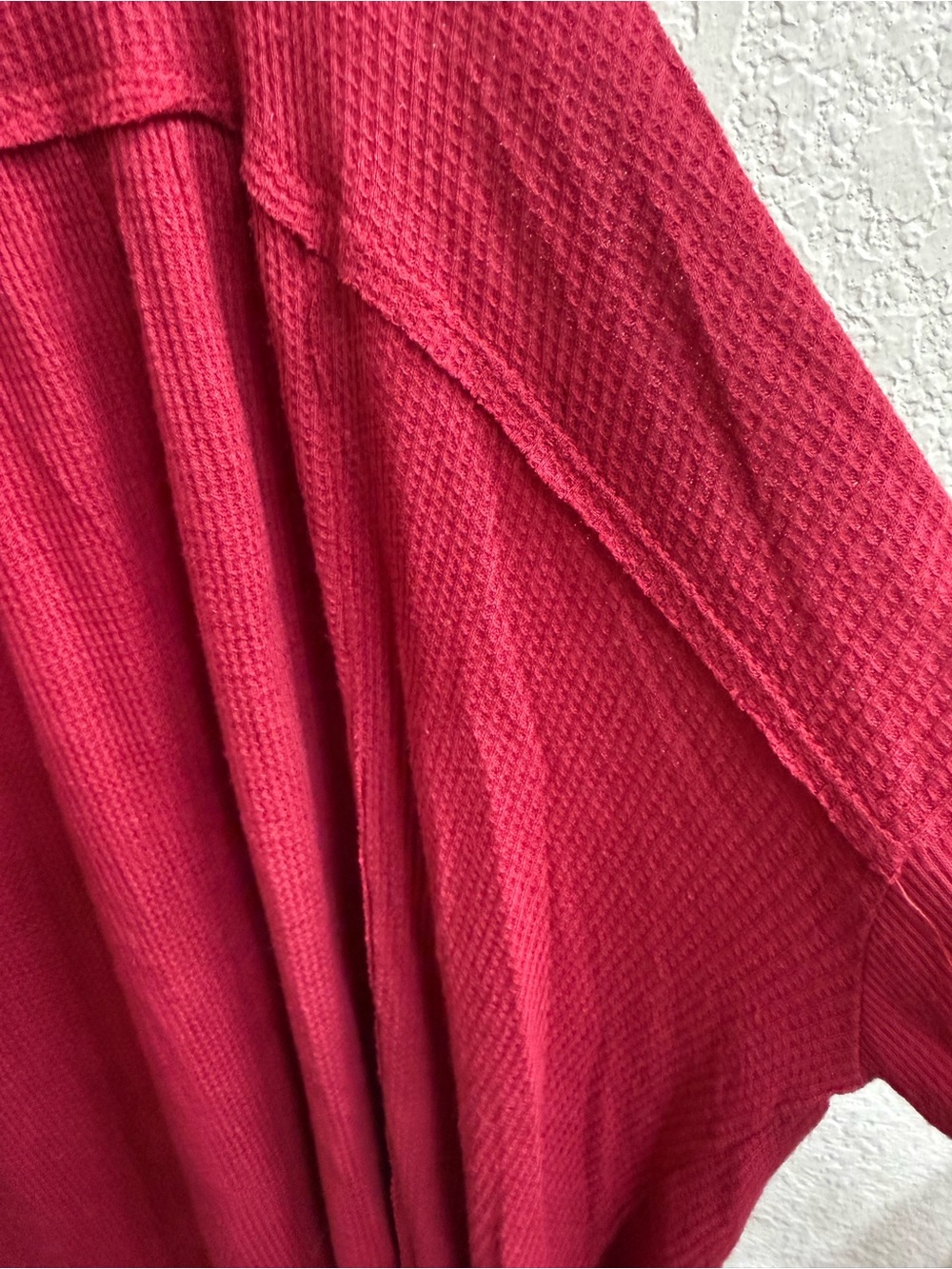 Free People Raspberry High-Low Waffle Henley Tunic - Picture 8 of 11